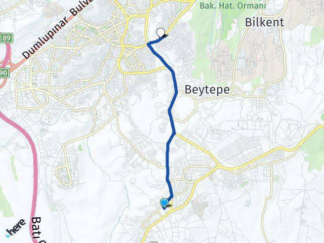 Ankara Gölbaşı İncek Çayyolu Çankaya Arası Kaç Km - Yol Haritası