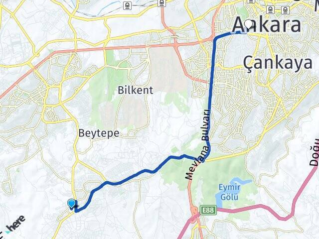 İncek Hacı Bayram Veli Üniversitesi Arası Kaç Km - Yol Tarifi