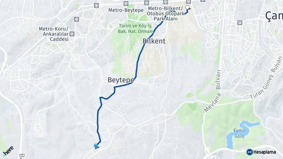 İncek Orta Doğu Teknik Üniversitesi (ODTÜ) Arası Kaç Km - Yol Tarifi