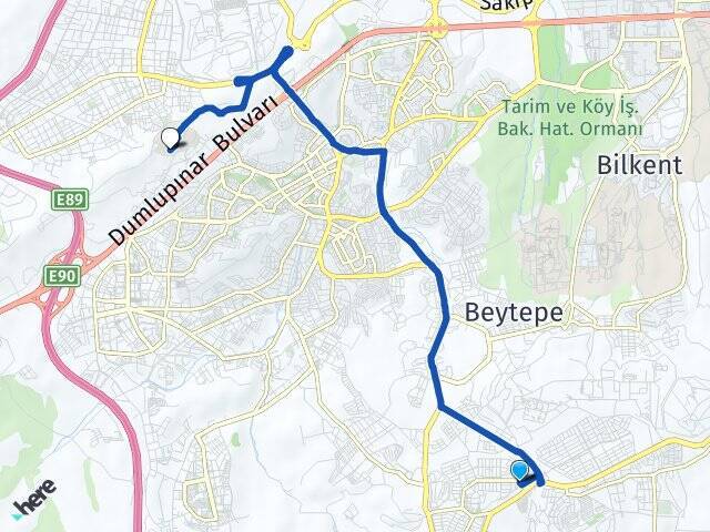 Kızılcaşar Başkent Üniversitesi Arası Kaç Km - Yol Tarifi