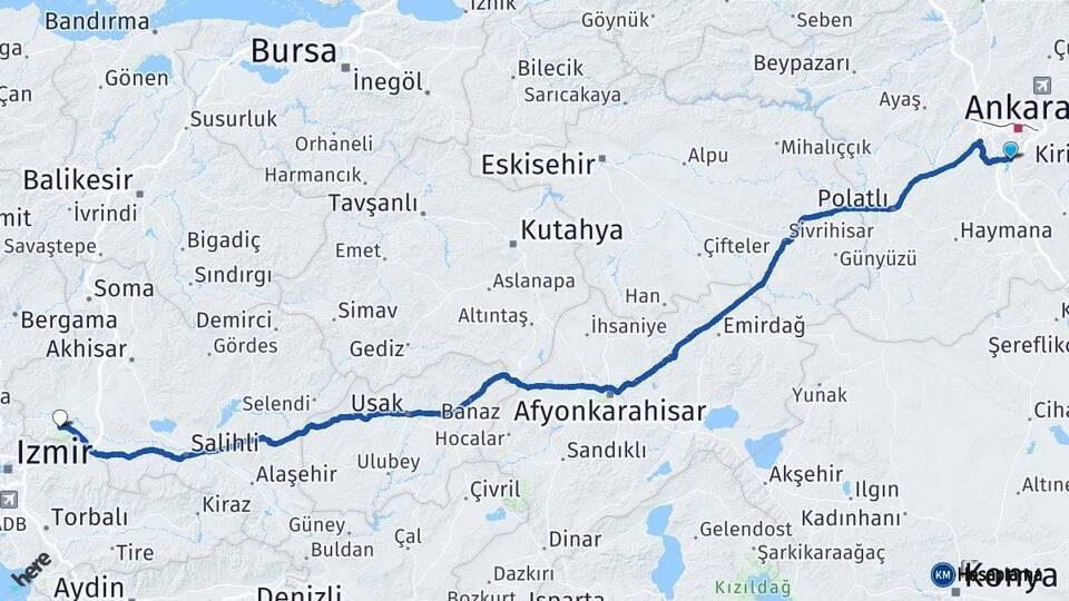 Ankara Gölbaşı Manisa Arası Kaç Km - Yol Haritası