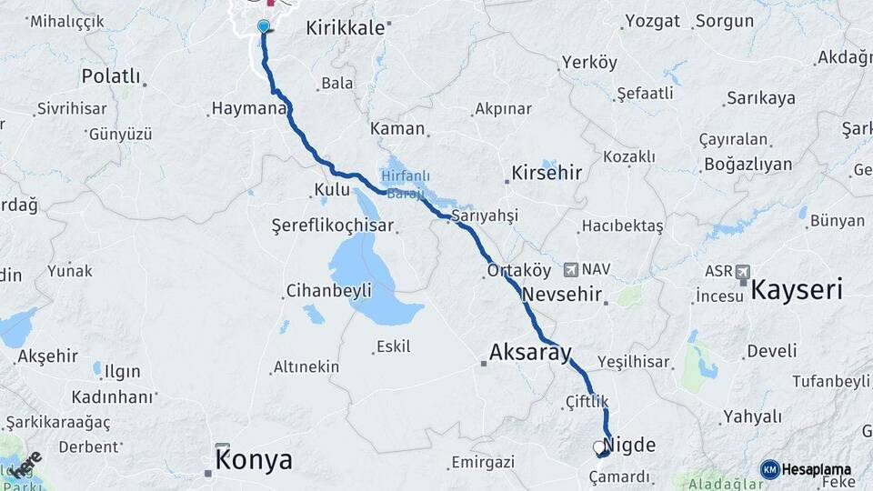 Ankara Gölbaşı Niğde Arası Kaç Km - Yol Haritası