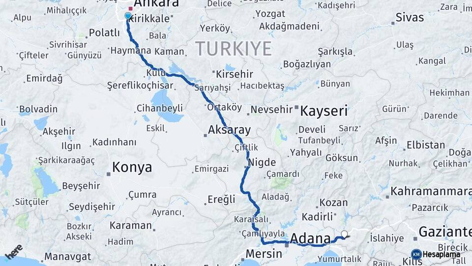 Ankara Gölbaşı Osmaniye Arası Kaç Km - Yol Haritası