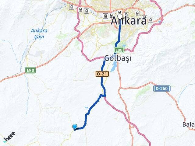 Oyaca Yeşilçam Ankara AŞTİ Otogarı Arası Kaç Km - Yol Tarifi
