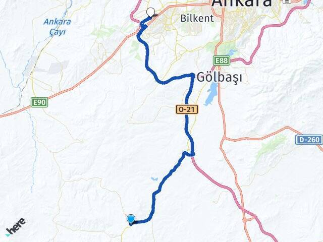 Oyaca Yeşilçam Başkent Üniversitesi Arası Kaç Km - Yol Tarifi