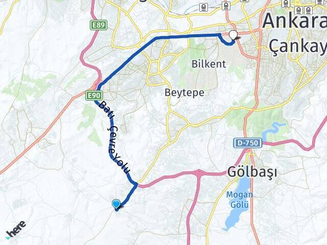 Tulumtaş Orta Doğu Teknik Üniversitesi (ODTÜ) Arası Kaç Km - Yol Tarifi