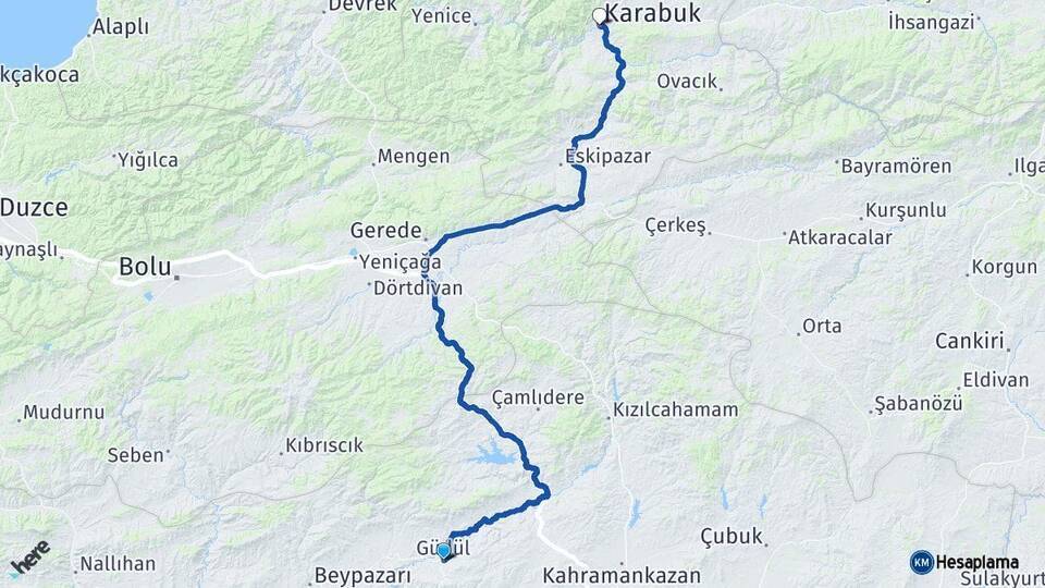 Güdül Karabük Arası Kaç Km - Yol Tarifi