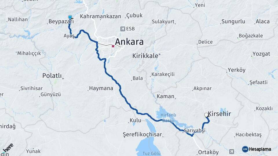 Güdül Kırşehir Arası Kaç Km - Yol Tarifi