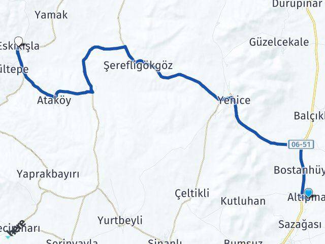 Altıpınar Eskikışla Arası Kaç Km - Yol Tarifi