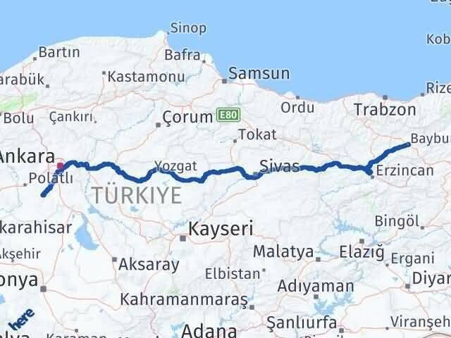 Ankara Haymana Bayburt Arası Kaç Km - Yol Haritası