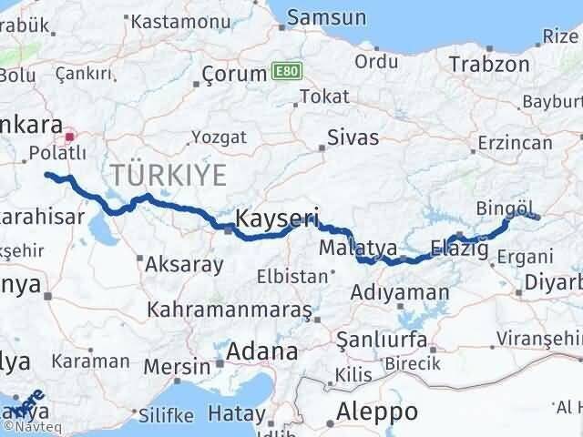 Ankara Haymana Bingöl Arası Kaç Km - Yol Haritası