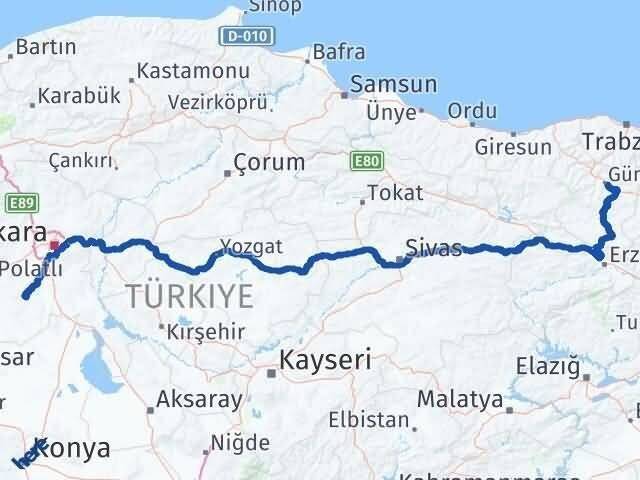Ankara Haymana Gümüşhane Arası Kaç Km - Yol Haritası