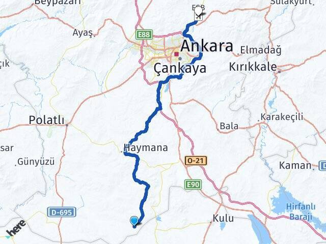 Kerpiç Esenboğa Havalimanı Arası Kaç Km - Yol Tarifi
