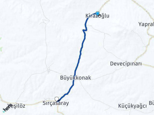 Kirazoğlu Sırçasaray Arası Kaç Km - Yol Tarifi
