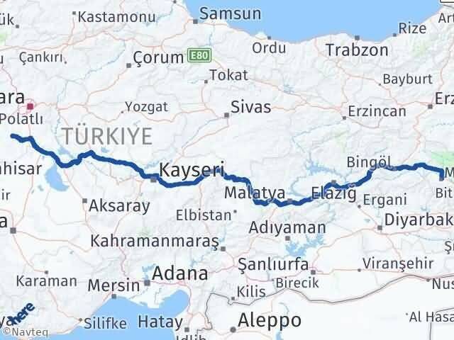 Ankara Haymana Muş Arası Kaç Km - Yol Haritası