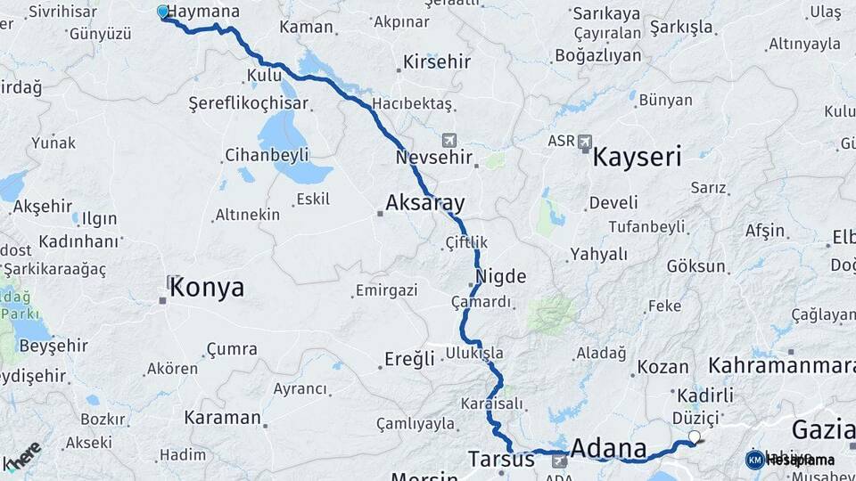 Ankara Haymana Osmaniye Arası Kaç Km - Yol Haritası