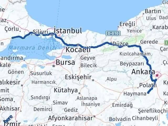 Ankara Haymana Tekirdağ Arası Kaç Km - Yol Haritası