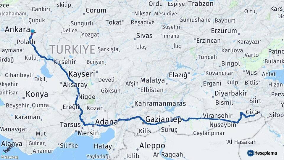 Ankara İdil Şırnak Arası Kaç Km - Yol Haritası