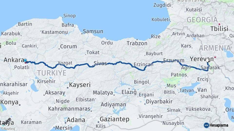 Ankara Iğdır Arası Kaç Km - Yol Haritası