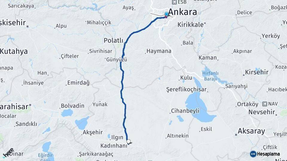 Ankara Kadınhanı Arası Kaç Km - Yol Tarifi