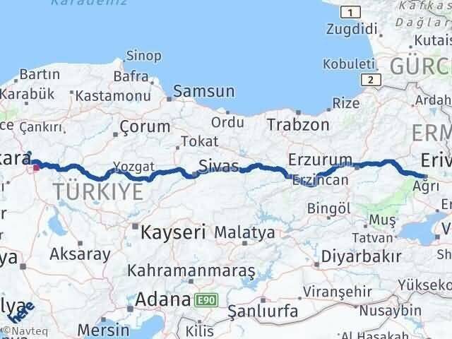 Ankara Kahramankazan Ağrı Arası Kaç Km - Yol Haritası