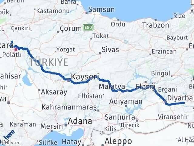 Ankara Kahramankazan Batman Arası Kaç Km - Yol Haritası