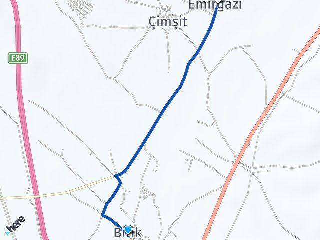 Bitik Emirgazi Arası Kaç Km - Yol Tarifi