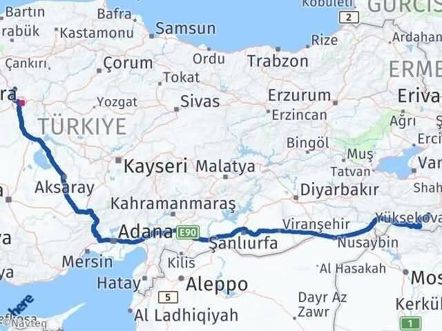 Ankara Kahramankazan Hakkari Arası Kaç Km - Yol Haritası