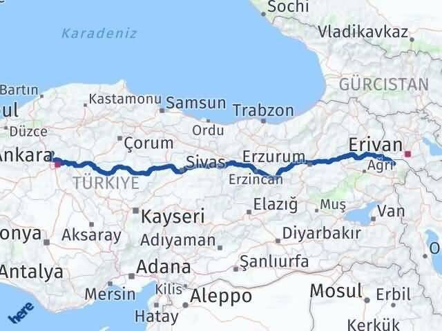 Ankara Kahramankazan Iğdır Arası Kaç Km - Yol Haritası