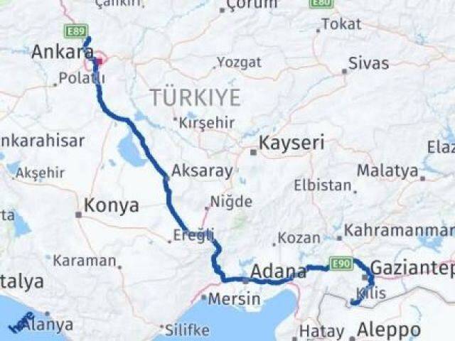 Ankara Kahramankazan Kilis Arası Kaç Km - Yol Haritası