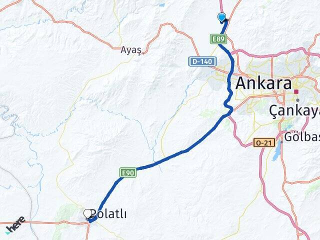 Kışla Polatlı YHT Garı Arası Kaç Km - Yol Tarifi