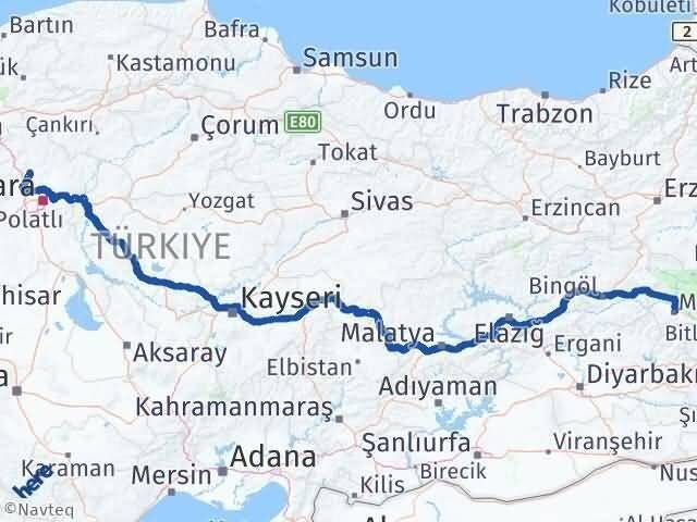 Ankara Kahramankazan Muş Arası Kaç Km - Yol Haritası
