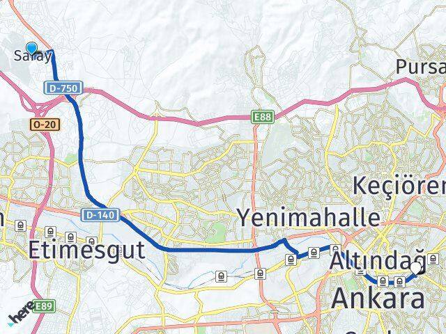 Saray Cebeci Arası Kaç Km - Yol Tarifi