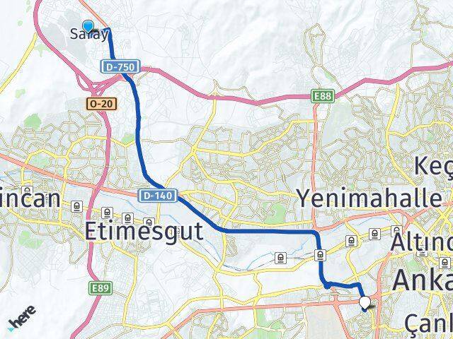 Saray Çukurambar Arası Kaç Km - Yol Tarifi