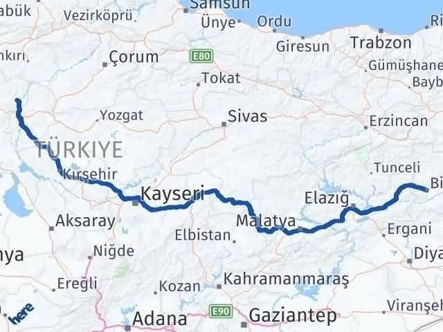 Ankara Kalecik Bingöl Arası Kaç Km - Yol Haritası