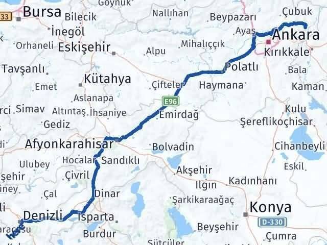 Ankara Kalecik Denizli Arası Kaç Km - Yol Haritası