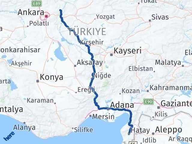 Ankara Kalecik Hatay Arası Kaç Km - Yol Haritası