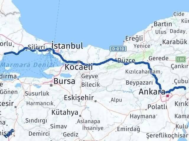 Ankara Kalecik Tekirdağ Arası Kaç Km - Yol Haritası