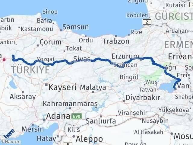 Ankara Kalecik Van Arası Kaç Km - Yol Haritası