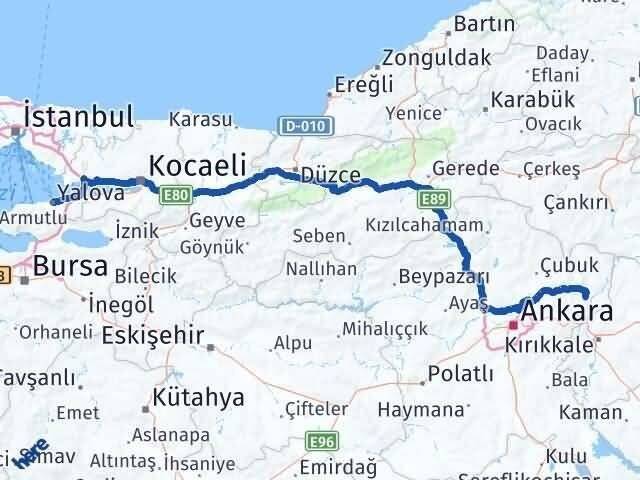 Ankara Kalecik Yalova Arası Kaç Km - Yol Haritası