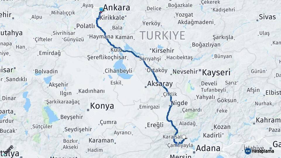 Ankara Karaisalı Arası Kaç Km - Yol Tarifi
