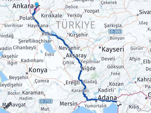 Ankara Keçiören Aktepe Dörtyol Hatay Arası Kaç Km - Yol Haritası