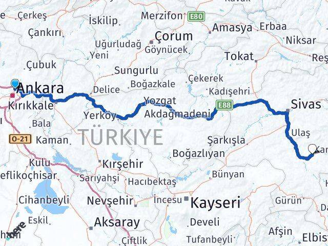Aktepe Kangal Arası Kaç Km - Yol Tarifi