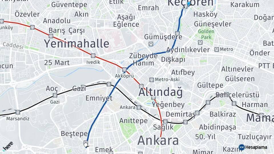 Keçiören Ankara AŞTİ Otogarı Arası Kaç Km - Yol Tarifi