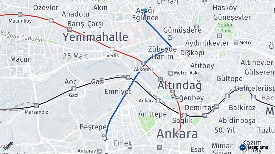 Aşağı Eğlence Ankara AŞTİ Otogarı Arası Kaç Km - Yol Tarifi