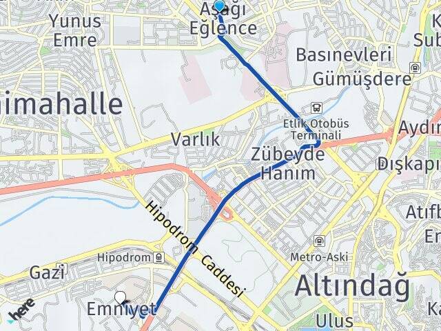 Aşağı Eğlence Gazi Üniversitesi Arası Kaç Km - Yol Tarifi
