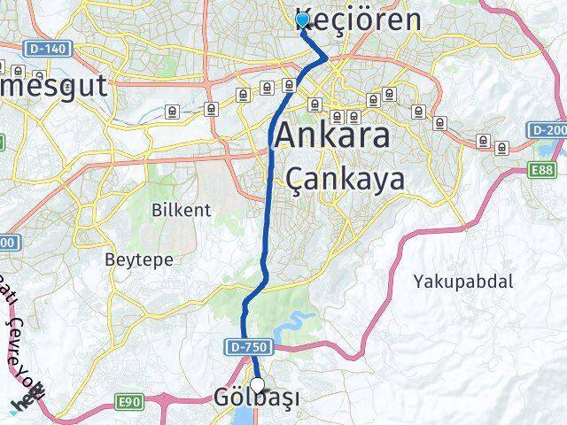 Aşağı Eğlence Gölbaşı Arası Kaç Km - Yol Tarifi