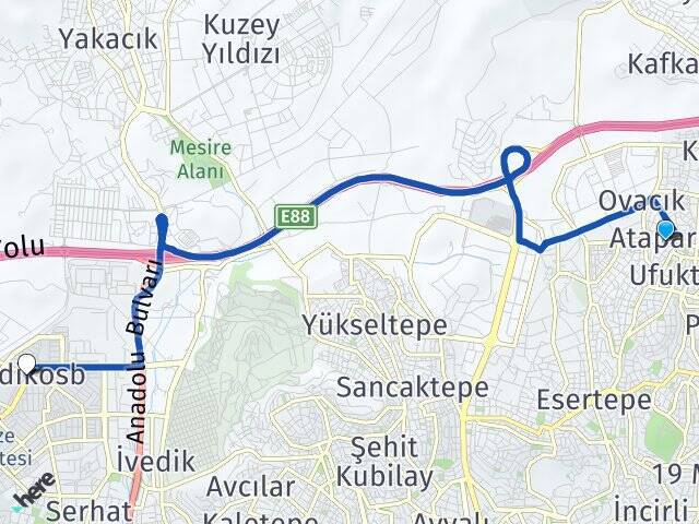 Atapark İvedikosb Arası Kaç Km - Yol Tarifi