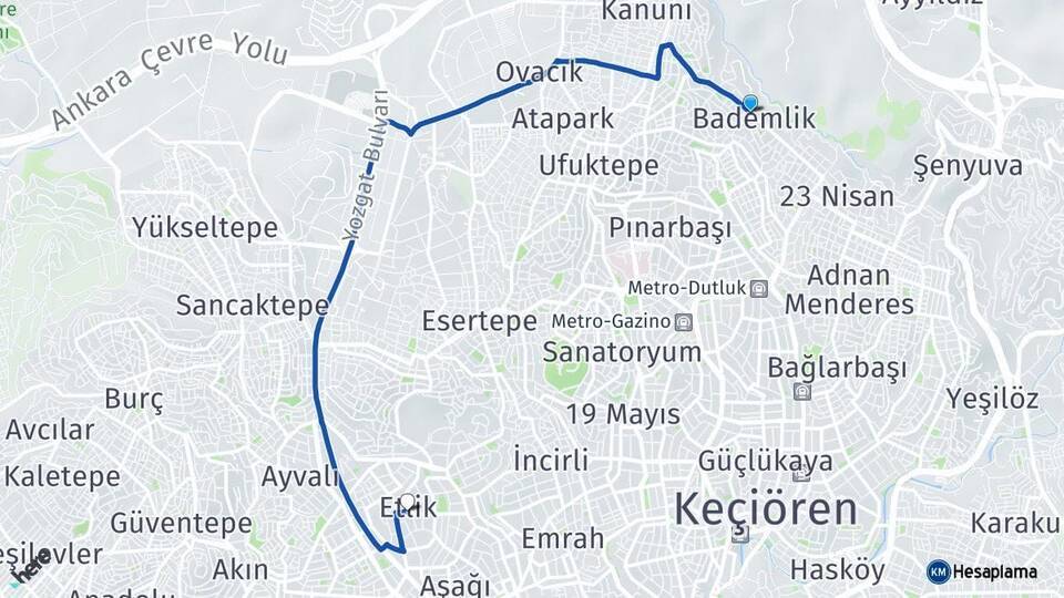 Bademlik Etlik Arası Kaç Km - Yol Tarifi