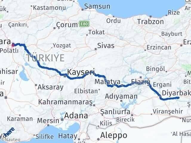 Ankara Keçiören Batman Arası Kaç Km - Yol Haritası